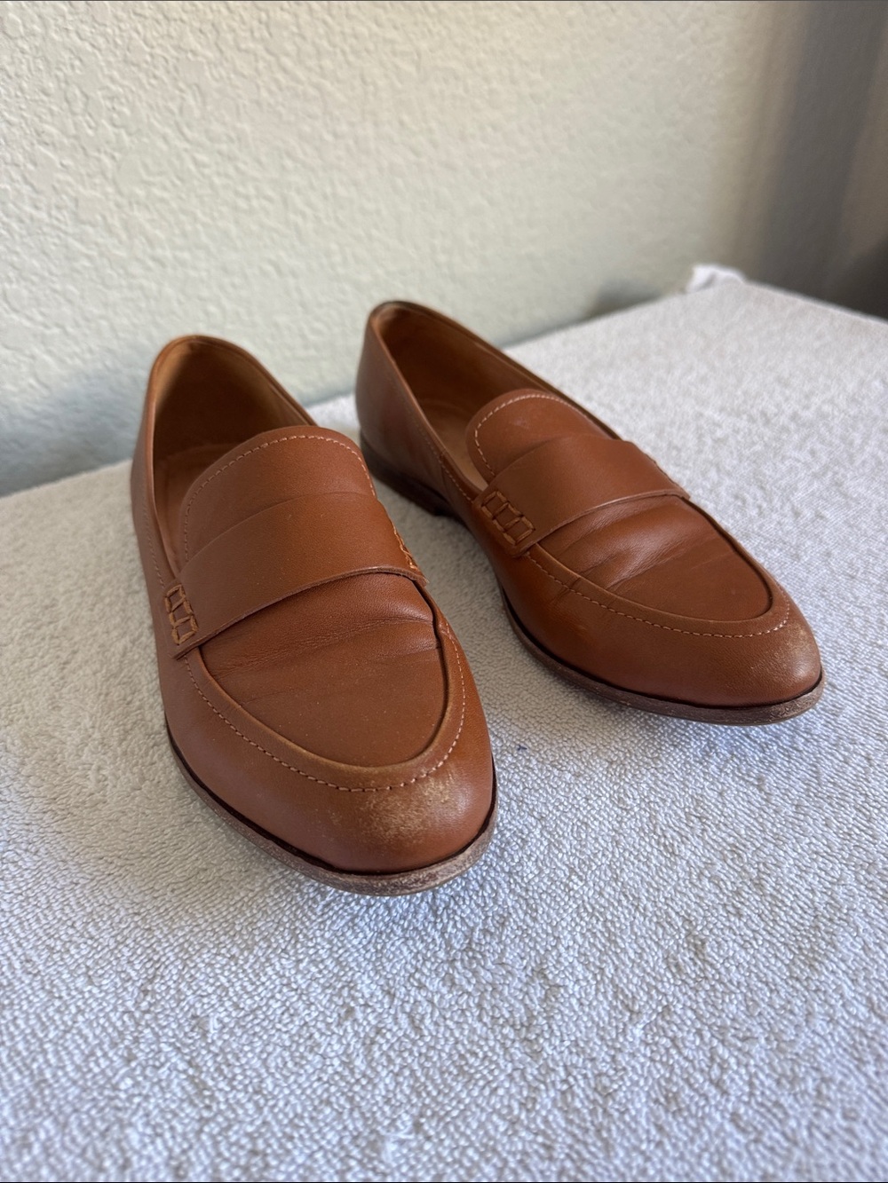 Madewell Cognac Leather Penny Loafers
